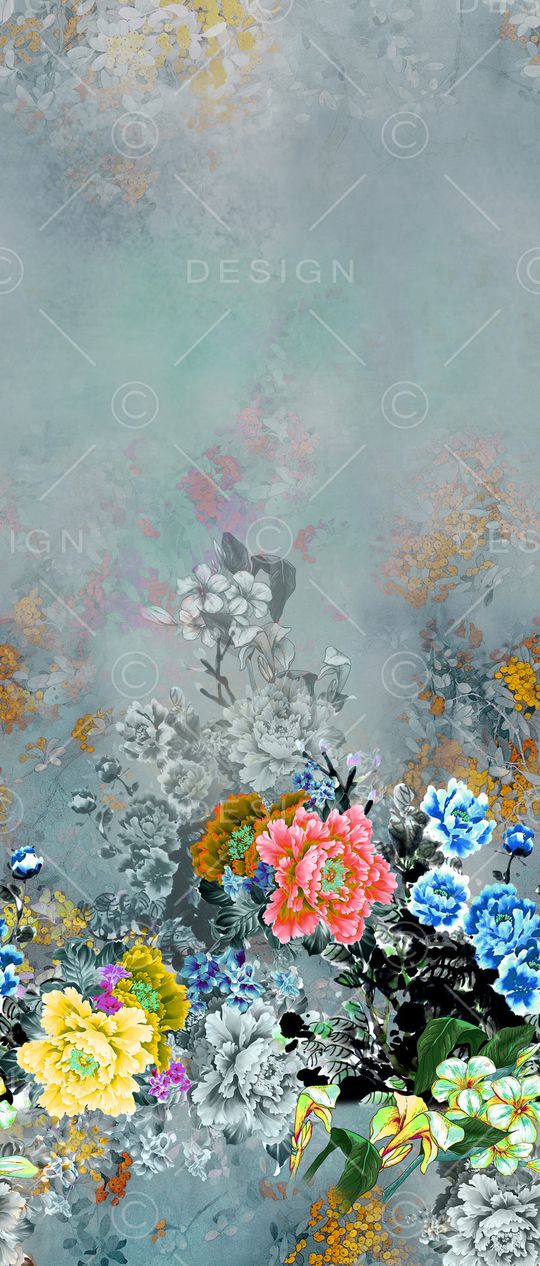 水彩花卉印花华亿平台图片