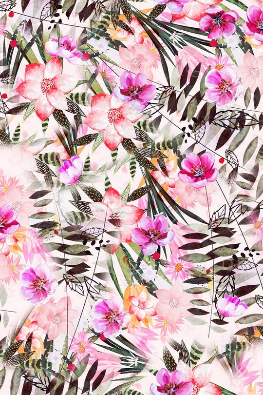 抽象花卉印花华亿平台图片