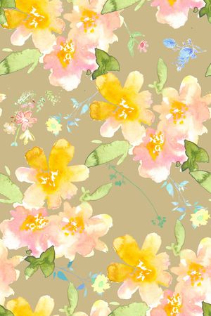 水彩花卉印花华亿平台图片