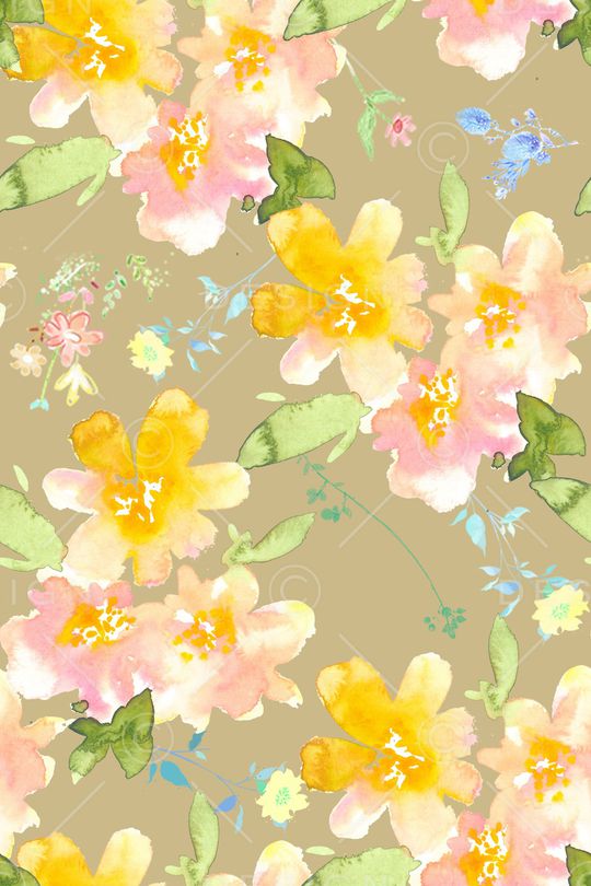 水彩花卉印花华亿平台图片