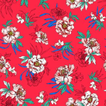 984314-細膩線條大團花手繪