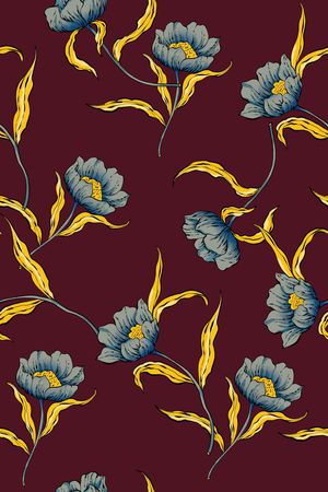 线条花卉印花华亿平台图片