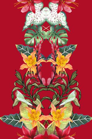 彩底花卉印花华亿平台图片