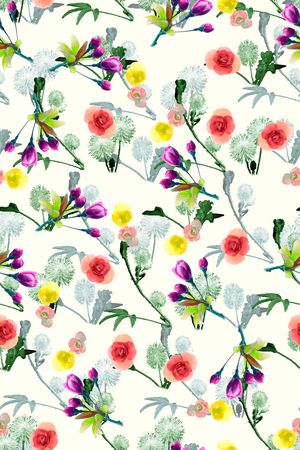 手绘花卉印花华亿平台图片