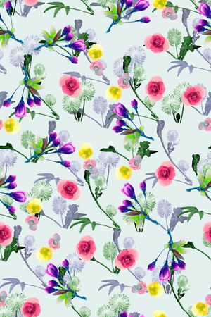 手绘花卉印花华亿平台图片