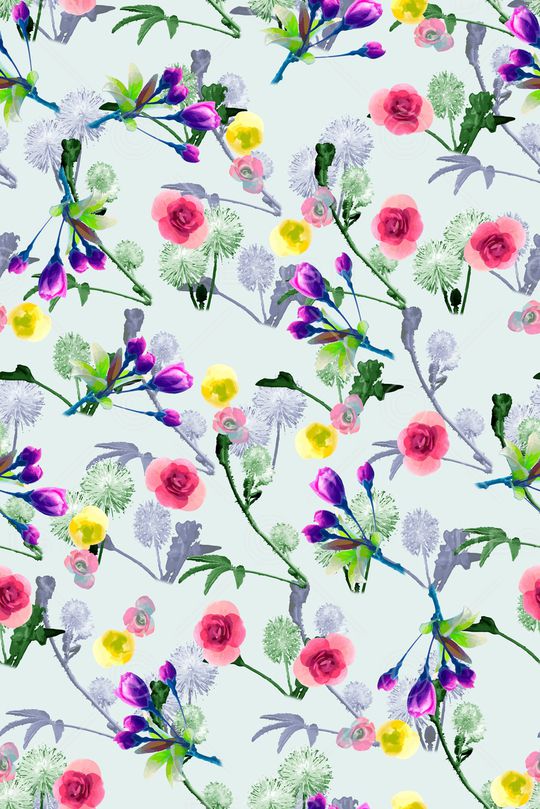 手绘花卉印花华亿平台图片