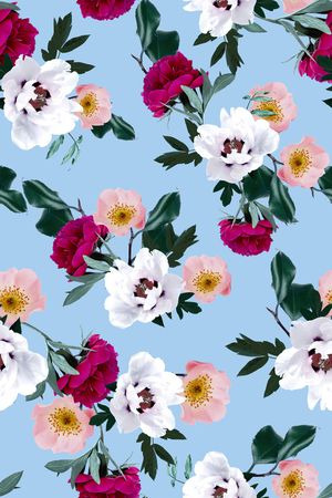 彩底花卉印花华亿平台图片