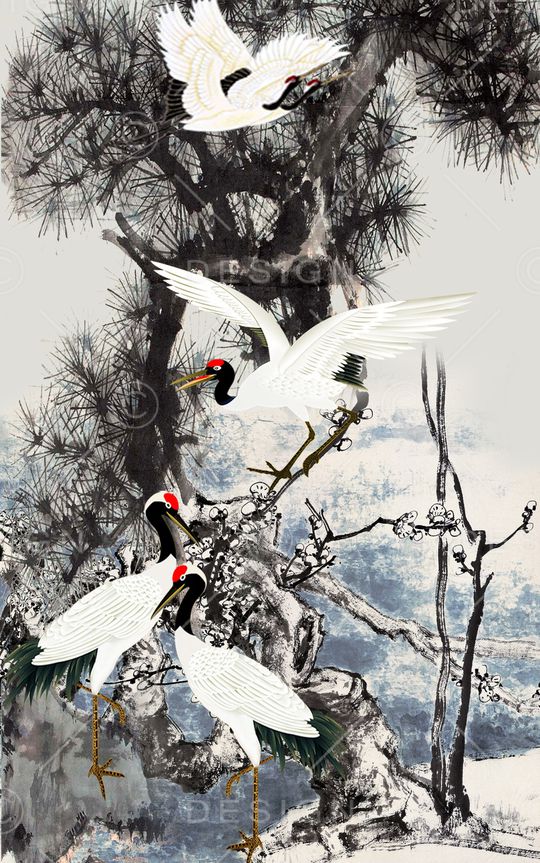 仙鹤印花华亿平台图片