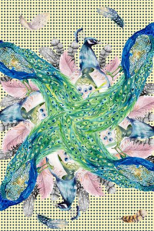 羽毛印花华亿平台图片