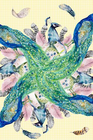 羽毛印花华亿平台图片