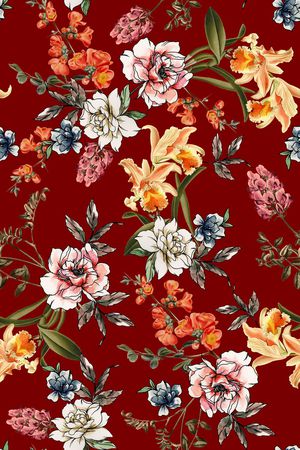 彩底花卉印花华亿平台图片