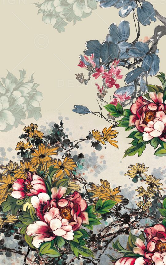 牡丹印花华亿平台图片