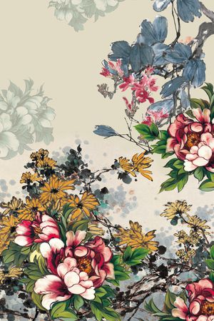 牡丹印花华亿平台图片