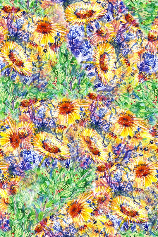 向日葵印花华亿平台图片