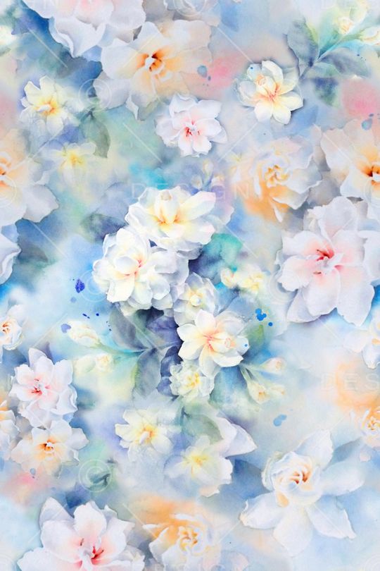 水彩花卉印花华亿平台图片