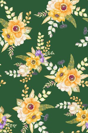 水彩花卉印花华亿平台图片