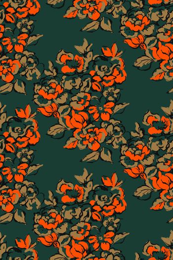 986916-抽象水墨线条勾勒花卉