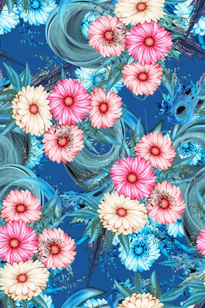 彩底花卉印花华亿平台图片