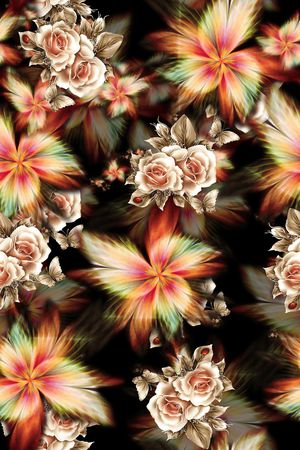 彩底花卉印花华亿平台图片