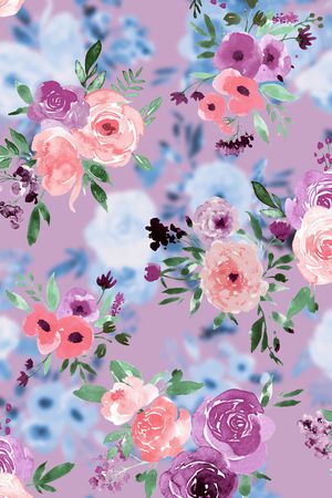 水彩花卉印花华亿平台图片