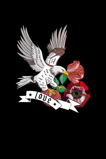 988595-老鹰花朵字母 绣花