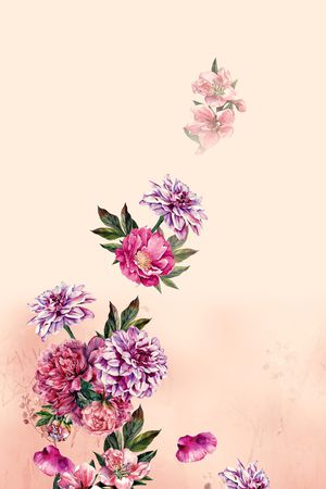 手绘花卉印花华亿平台图片