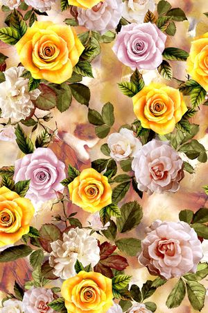 手绘花卉印花华亿平台图片