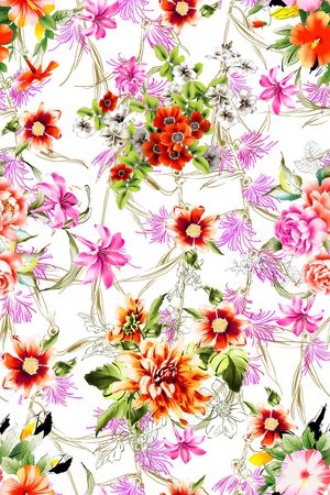 水彩花卉印花华亿平台图片