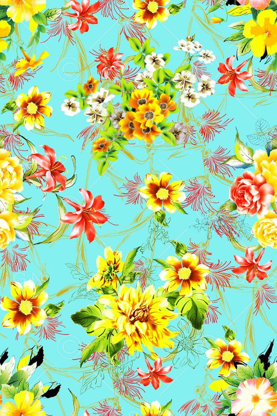 水彩花卉印花华亿平台图片