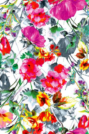 水彩花卉印花华亿平台图片