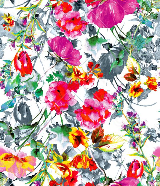 水彩花卉印花华亿平台图片