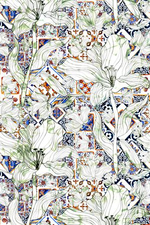 手绘花卉印花华亿平台图片