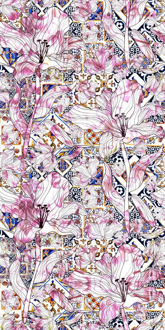 手绘花卉印花华亿平台图片