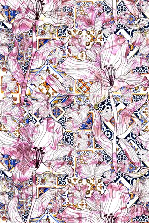 手绘花卉印花华亿平台图片