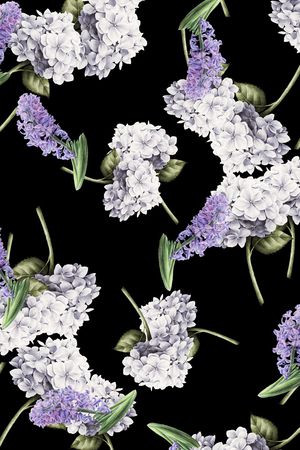 黑底花卉印花华亿平台图片