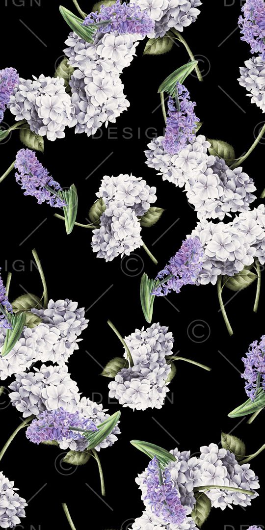 黑底花卉印花华亿平台图片