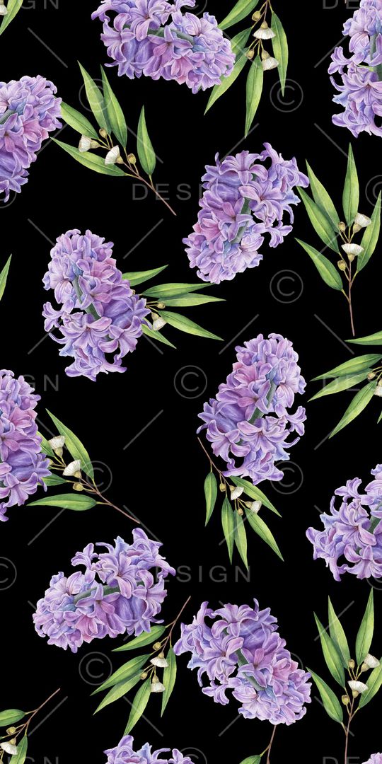 黑底花卉印花华亿平台图片