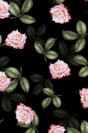 黑底花卉印花华亿平台图片