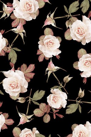 黑底花卉印花华亿平台图片