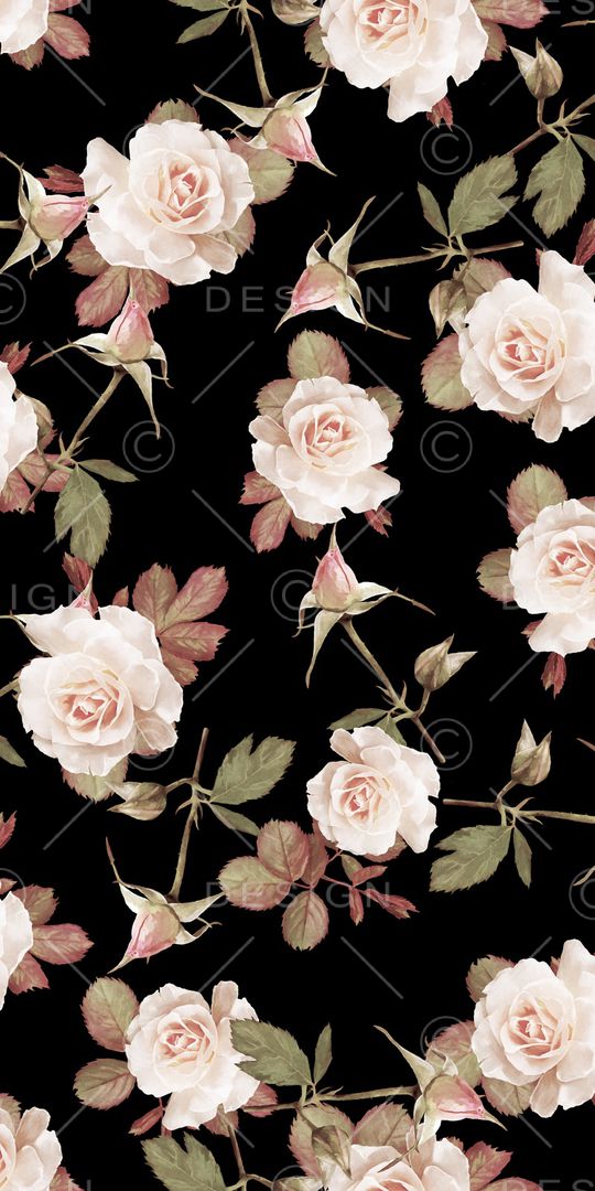 黑底花卉印花华亿平台图片