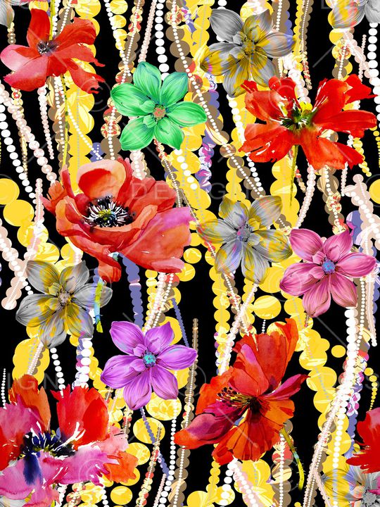 手绘花卉印花华亿平台图片