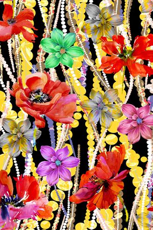 手绘花卉印花华亿平台图片