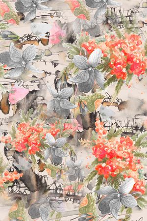 朦胧花卉印花华亿平台图片