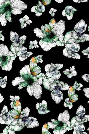 水彩花卉印花华亿平台图片