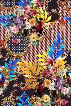 手绘花卉印花华亿平台图片