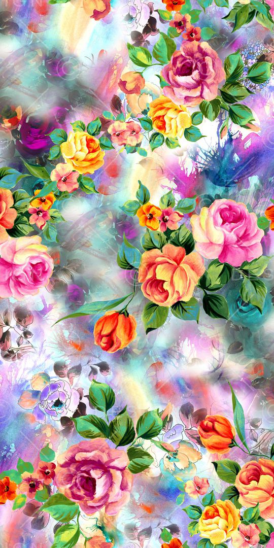 手绘花卉印花华亿平台图片