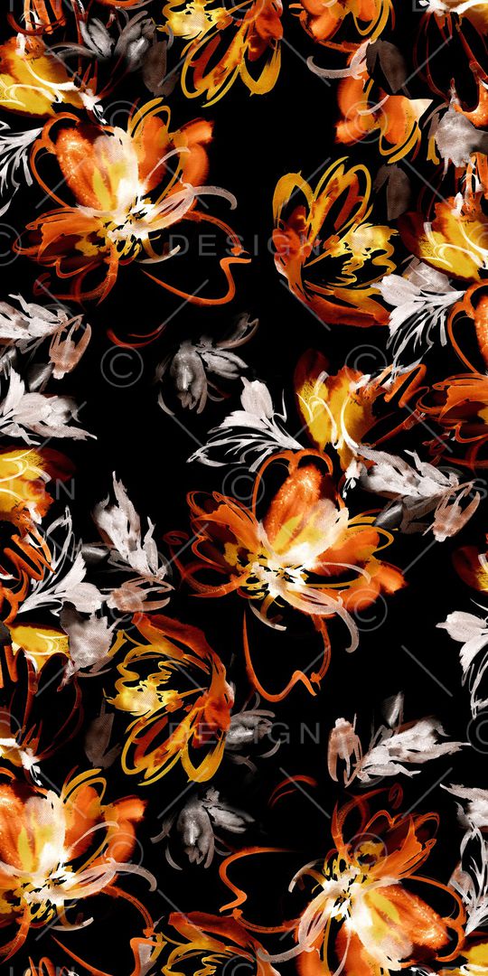 手绘花卉印花华亿平台图片