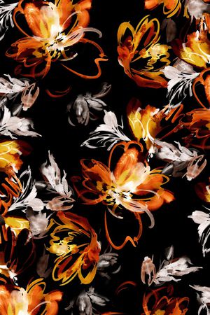 手绘花卉印花华亿平台图片