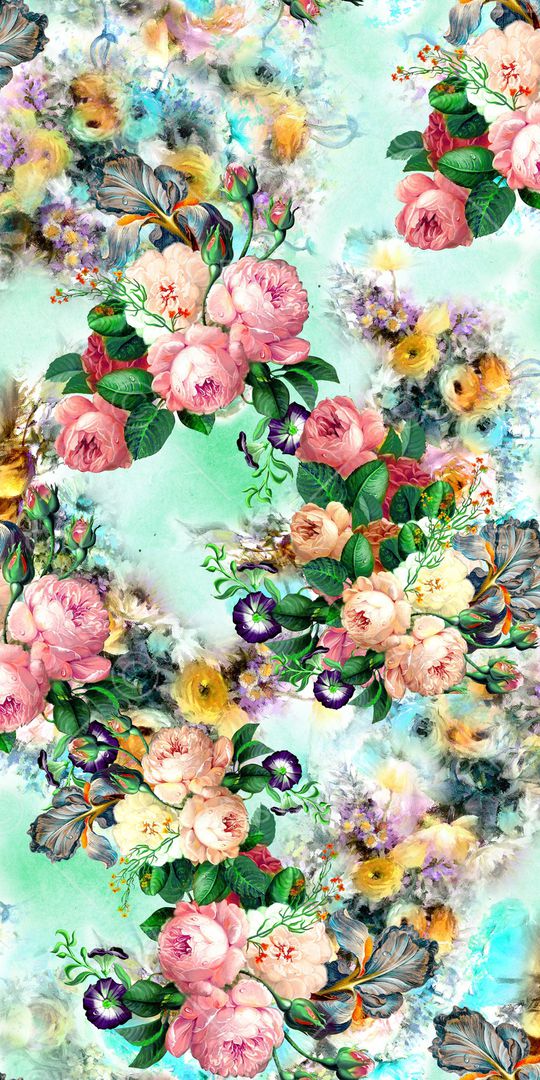 手绘花卉印花华亿平台图片