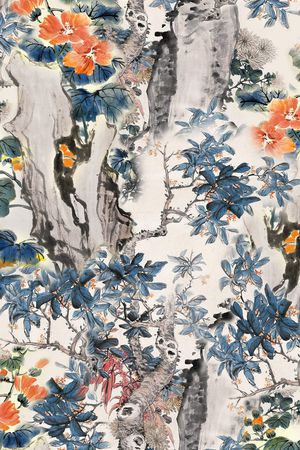 手绘花卉印花华亿平台图片